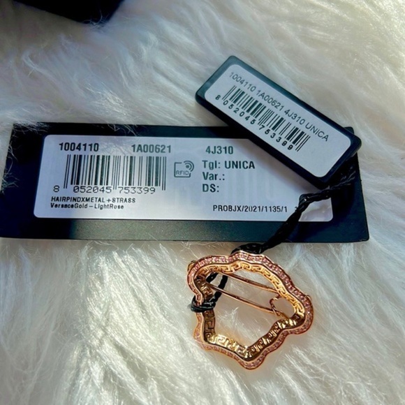 Authentic Gianni Versace Gold Pink Crystal Medusa Hair Clip Box & Cert Card 90s - Picture 8 of 10